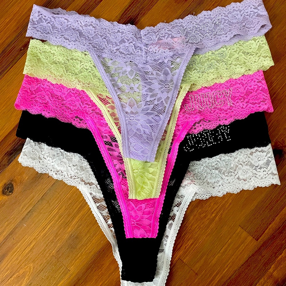 Set of five NWT size large Juicy Couture thongs